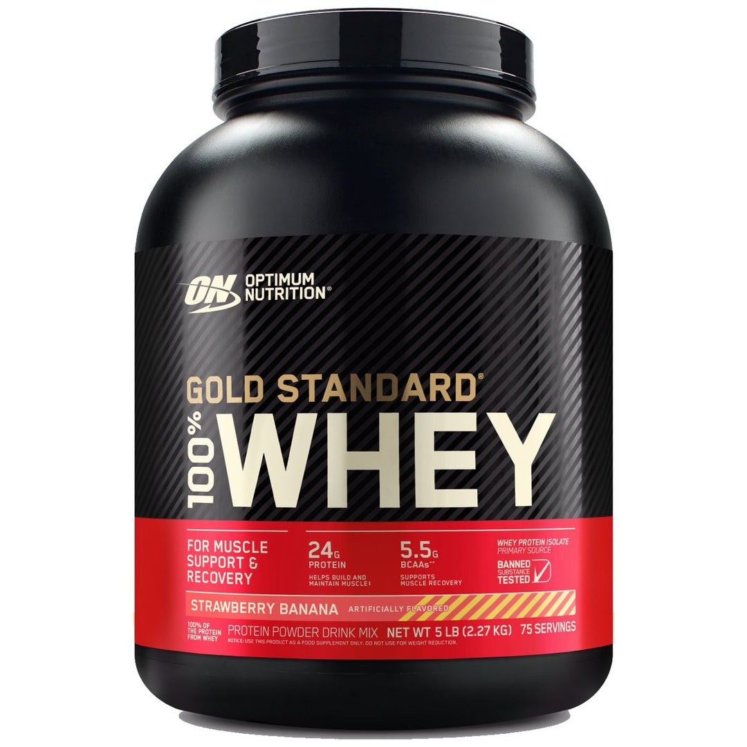 Optimum Nutrition Gold Standard 100% Whey Protein 5lbs Strawberry Banana – Bulldog Nutrition Canada