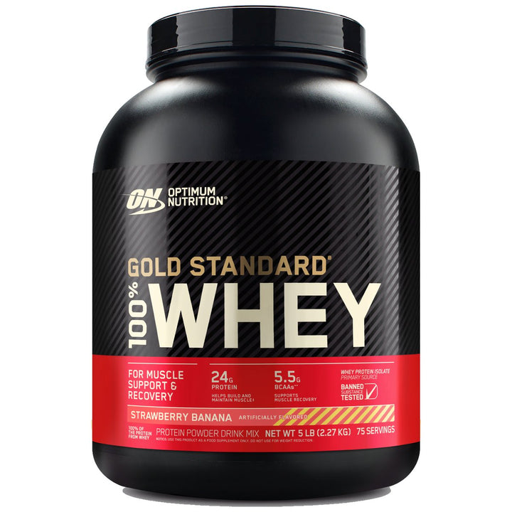 Optimum Nutrition Gold Standard 100% Whey Protein 5lbs Strawberry Banana – Bulldog Nutrition Canada