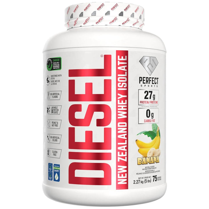 Perfect Sports Diesel New Zealand Whey Isolate 5lb Banana – Bulldog Nutrition Canada