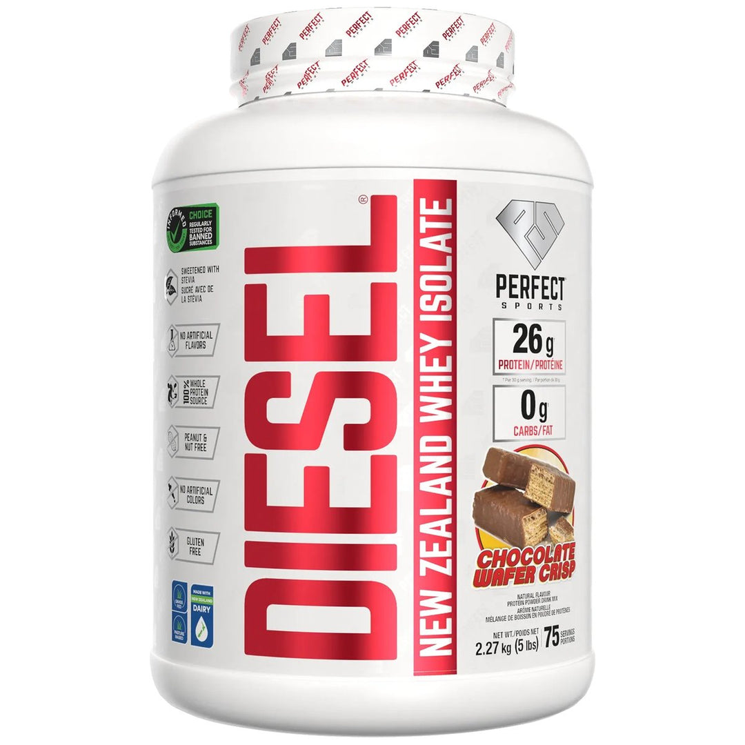 Perfect Sports Diesel New Zealand Whey Isolate 5lb Chocolate Wafer Crisp – Bulldog Nutrition Canada
