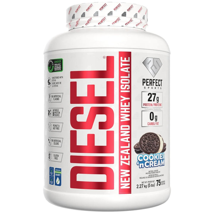 Perfect Sports Diesel New Zealand Whey Isolate 5lb Cookies &amp; Cream – Bulldog Nutrition Canada