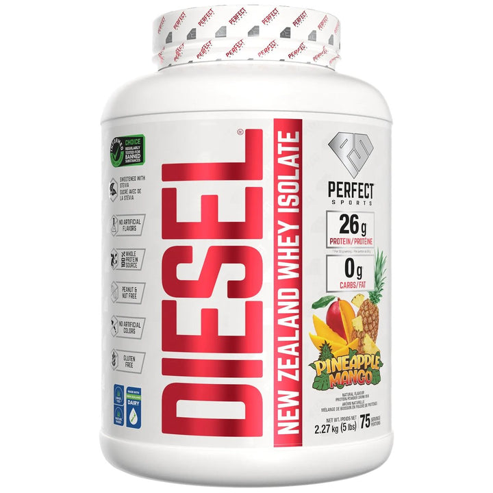 Perfect Sports Diesel New Zealand Whey Isolate 5lb Pineapple Mango – Bulldog Nutrition Canada