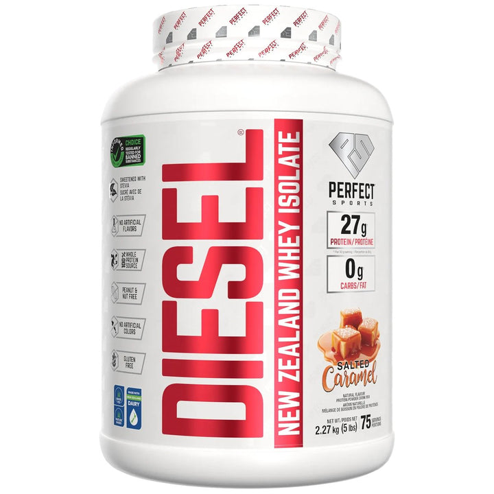 Perfect Sports Diesel New Zealand Whey Isolate 5lb Salted Caramel – Bulldog Nutrition Canada