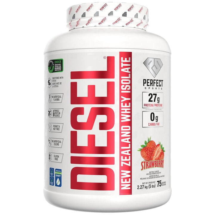 Perfect Sports Diesel New Zealand Whey Isolate 5lb Strawberry – Bulldog Nutrition Canada