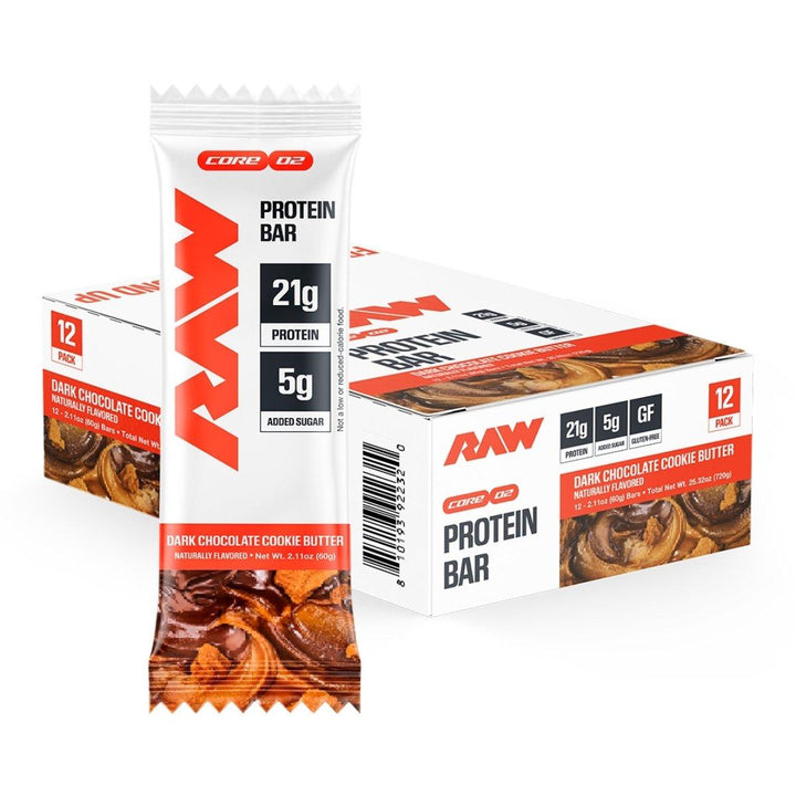 RAW Nutrition Protein Bars Box of 12 Dark Chocolate Cookie Butter – Bulldog Nutrition Canada