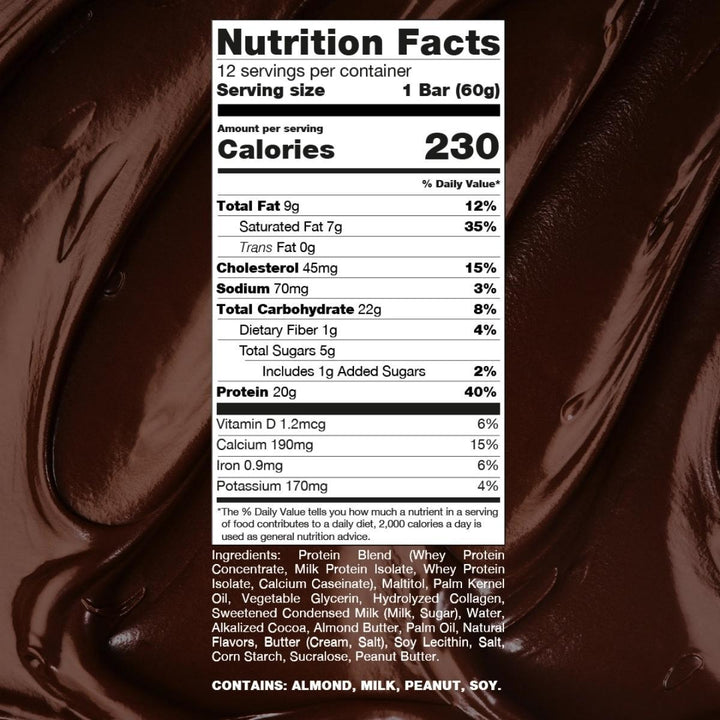 RAW Nutrition Protein Bars Box of 12 Supplement Facts – Bulldog Nutrition