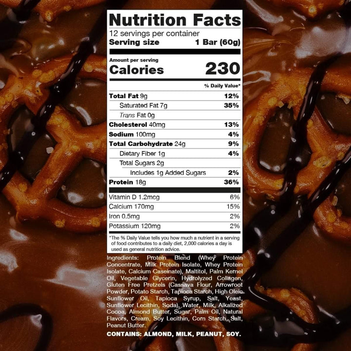 RAW Nutrition Protein Bars Box of 12 Supplement Facts – Bulldog Nutrition