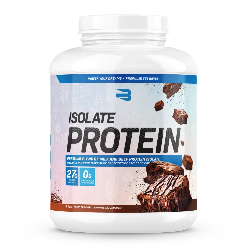 Believe Isolate Protein 4.4lbs Chocolate Brownies flavour — 27g protein, 0g sugar — Bulldog Nutrition Canada