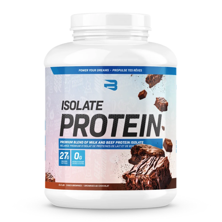 Believe Isolate Protein 4.4lbs Chocolate Brownies flavour — 27g protein, 0g sugar — Bulldog Nutrition Canada