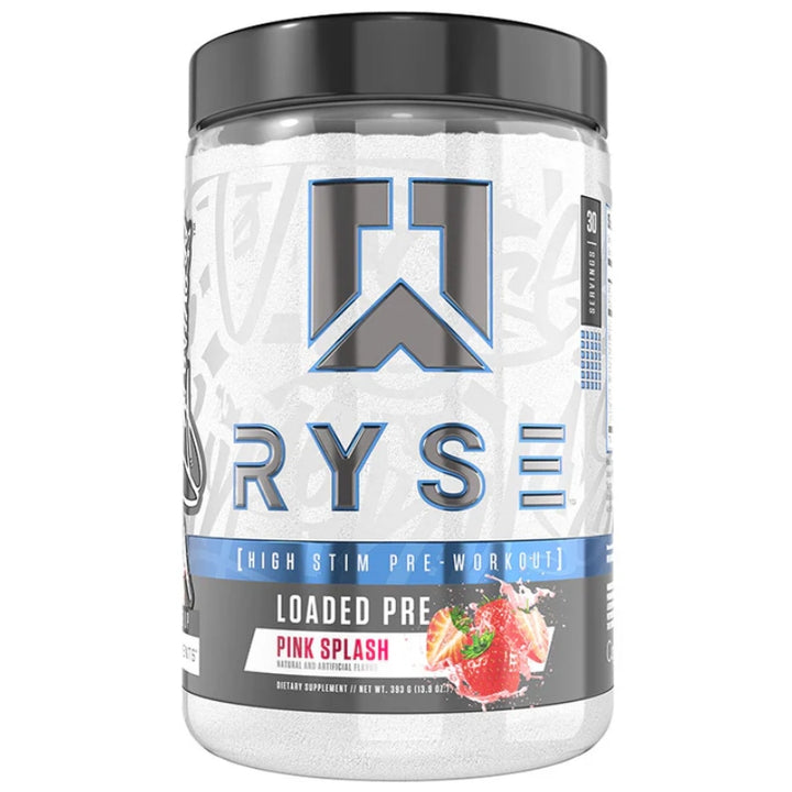 Ryse Loaded Pre Workout Powder Pink Splash Front Label