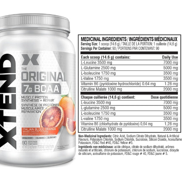 Scivation Xtend BCAA 90 servings Italian Blood Orange Supplement Facts
