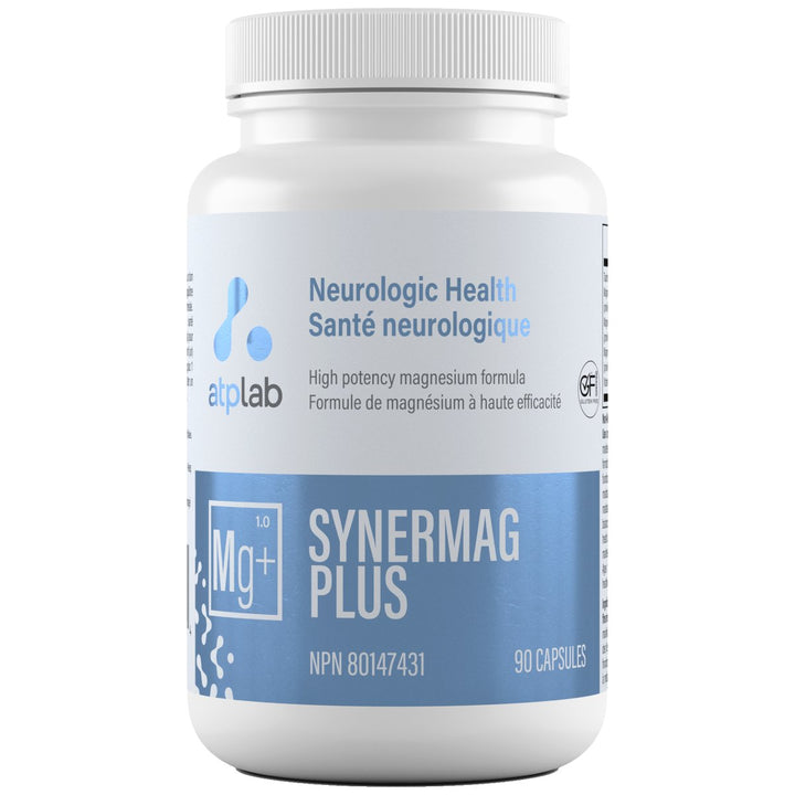 ATP Lab SynerMag Plus 90 caps bottle - 152mg elemental magnesium per capsule - Bulldog Nutrition Canada