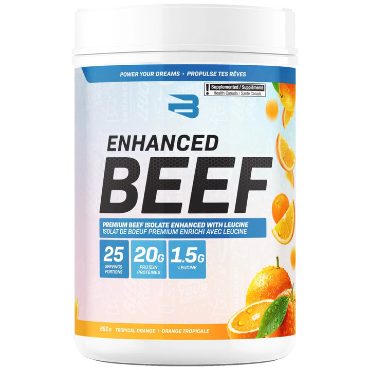 Believe Enhanced Beef Protein 25 Servings Tropical Orange – Bulldog Nutrition Canada