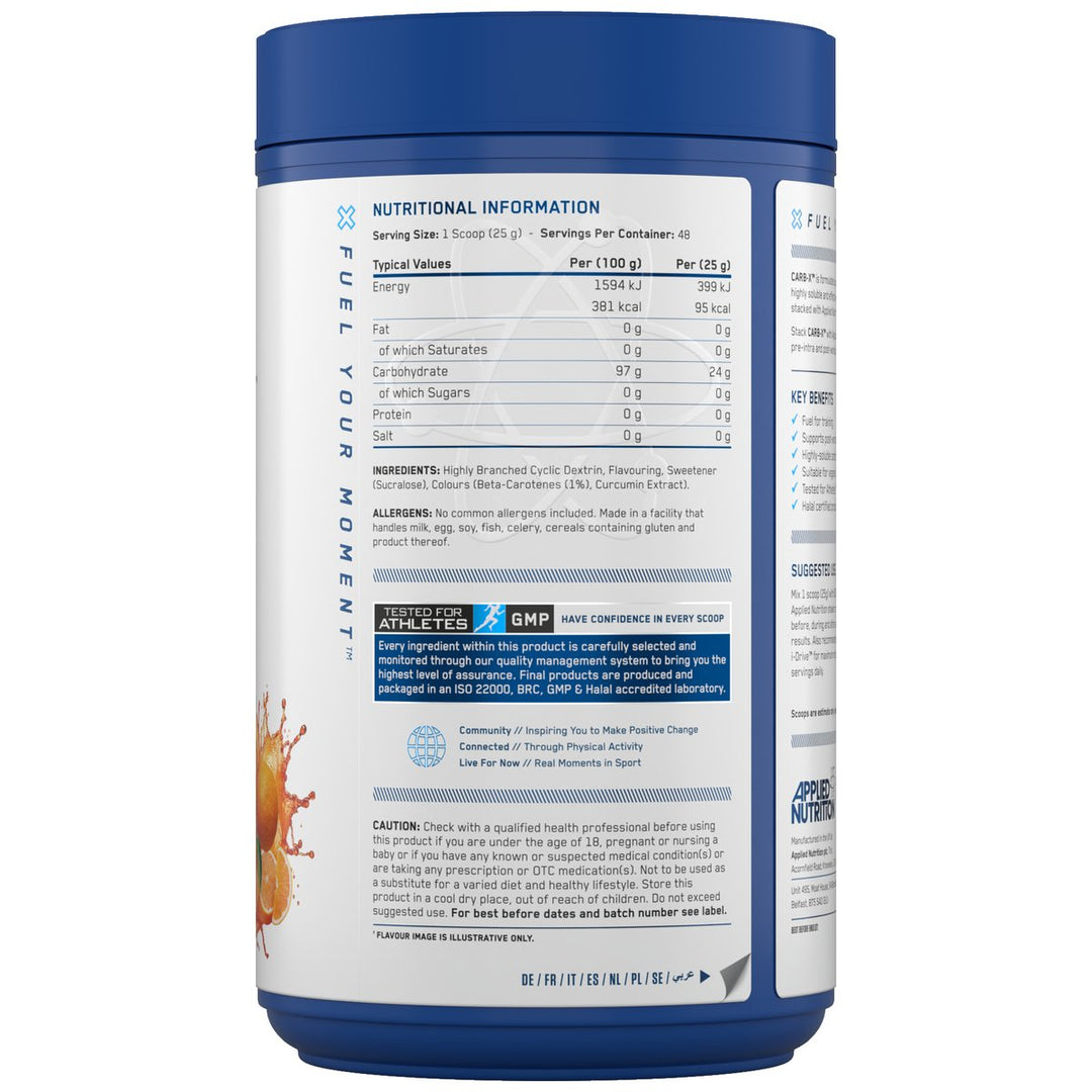 Applied Nutrition Carb-X cyclic dextrin carbohydrate powder 1.2kg Orange Burst