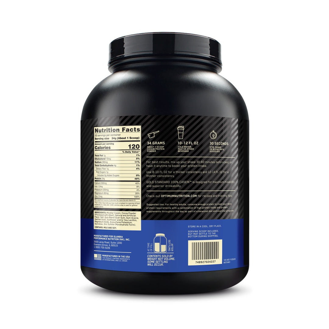 Optimum Nutrition 100% Casein Protein 4 Lbs Chocolate Supreme – Bulldog Nutrition Canada