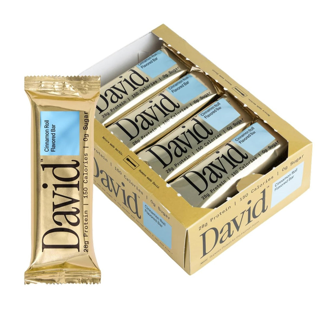 David Protein High Protein Bars 12-Pack Cinnamon Roll – Bulldog Nutrition Canada