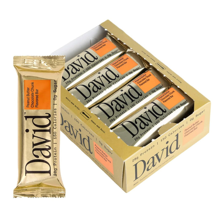David Protein High Protein Bars 12-Pack Peanut Butter Chocolate Chunk – Bulldog Nutrition Canada