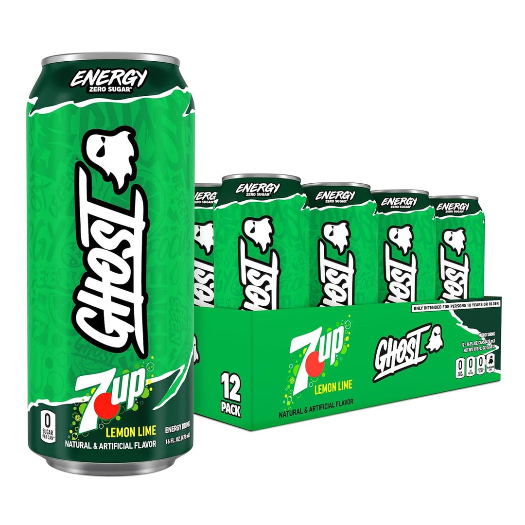 GHOST Energy Drink 7UP Lemon Lime 12-Pack Case — Zero Sugar