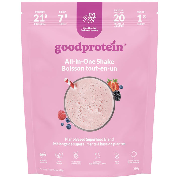 Good Protein All-in-One Shake 880g Mixed Berries – Bulldog Nutrition Canada
