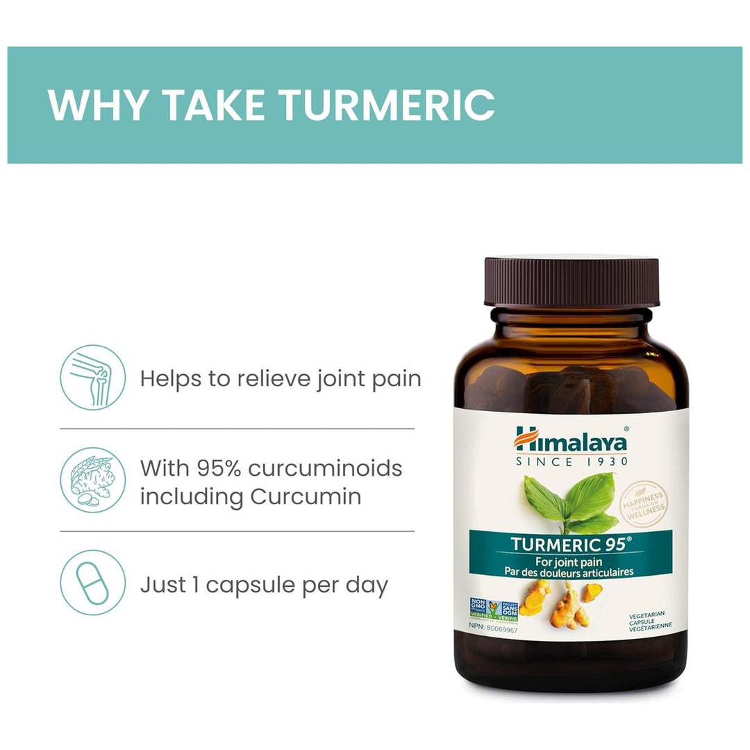 Why take Himalaya Turmeric 95 - joint pain relief, 95 percent curcuminoids, one capsule a day