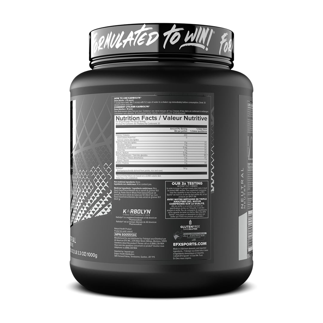EFX Sports Karbolyn 2lbs Supplement Facts – Bulldog Nutrition
