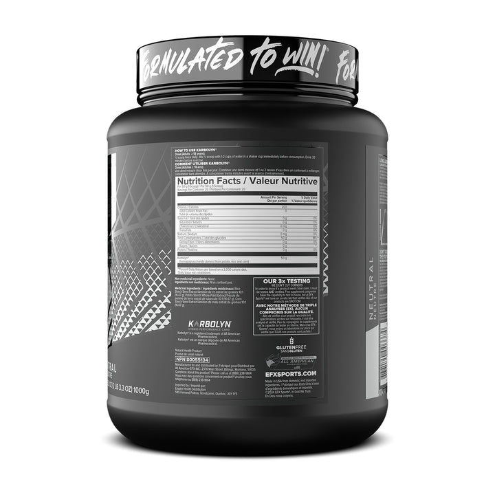 EFX Sports Karbolyn 2lbs Supplement Facts – Bulldog Nutrition