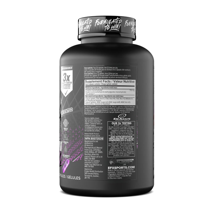 EFX Sports Kre Alkalyn EFX 192caps Supplement Facts – Bulldog Nutrition