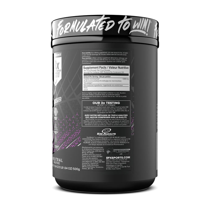 EFX Sports Kre Alkalyn Powder Supplement Facts – Bulldog Nutrition