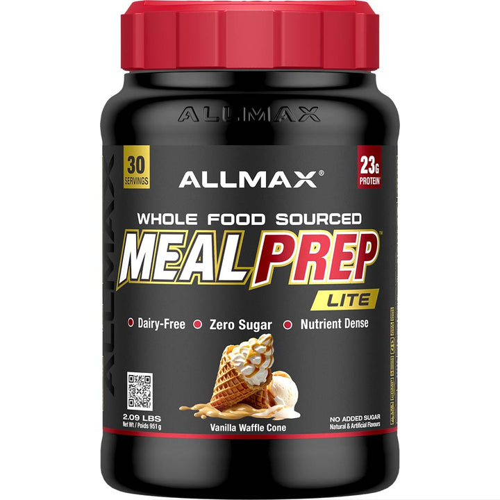 Allmax MealPrep Lite Vanilla Waffle Cone 30 servings dairy-free protein Canada