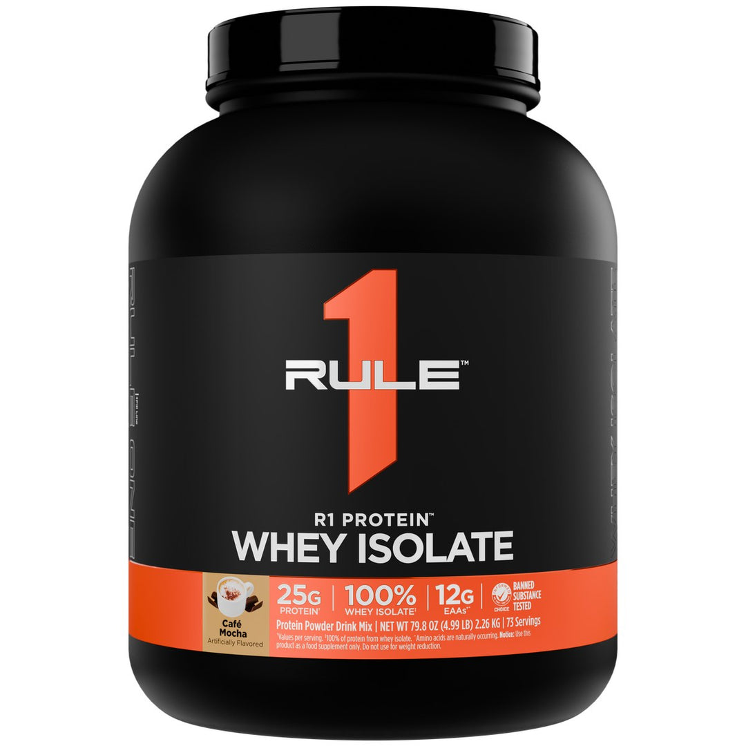 Rule1 Whey Isolate Protein 5lbs Cafe Mocha – Bulldog Nutrition Canada