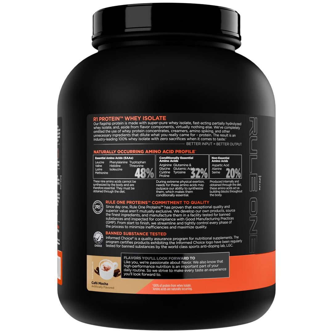 Rule1 Whey Isolate Protein 5lbs Cafe Mocha – Bulldog Nutrition Canada