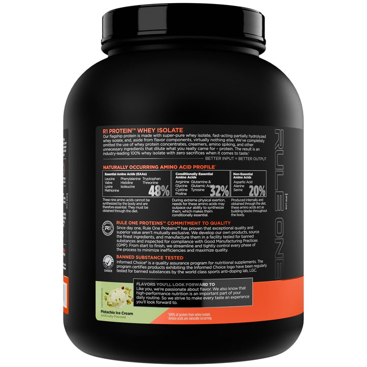 Rule1 Whey Isolate 5lb Pistachio Side 1