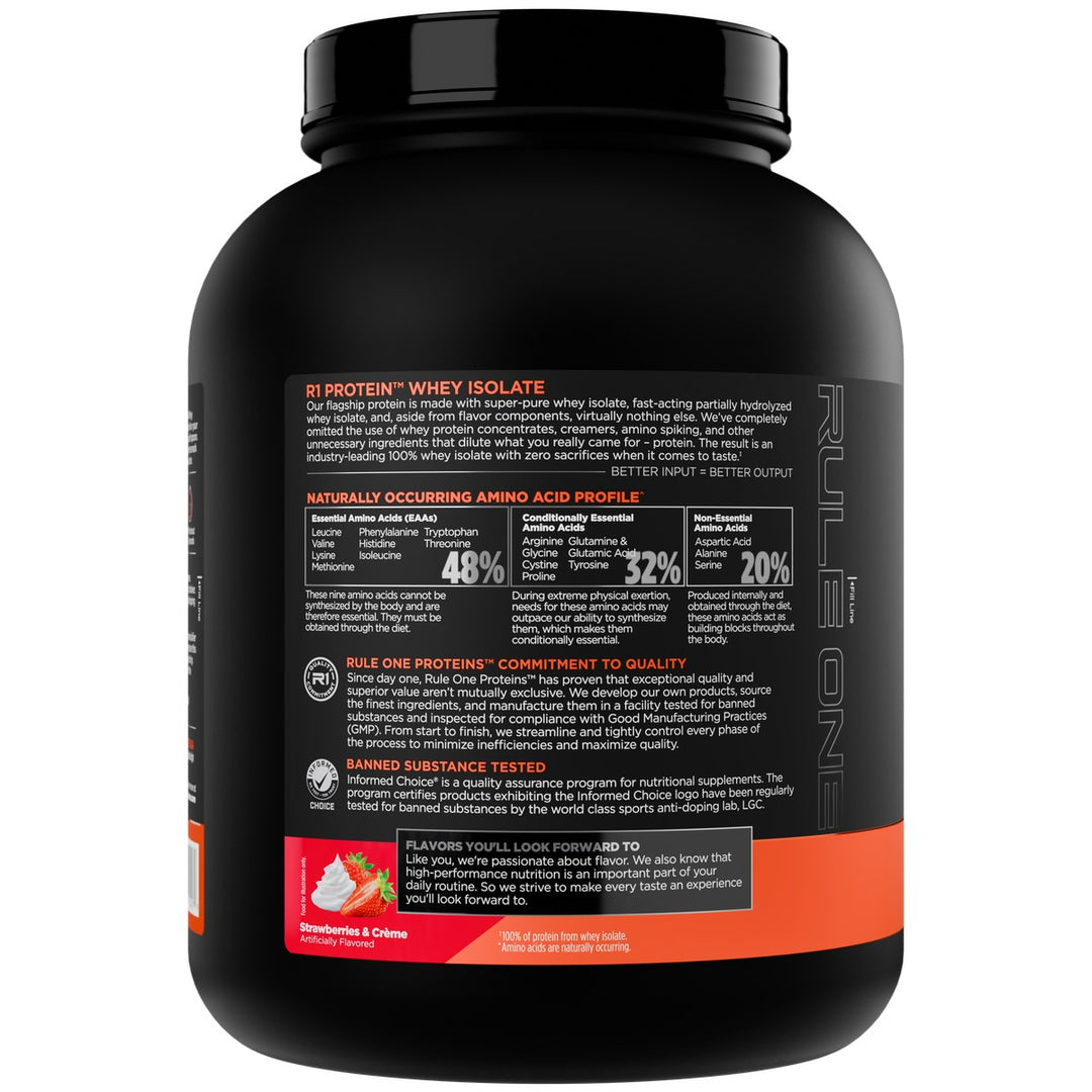 Rule1 Whey Isolate 5lb Straw Creme Left