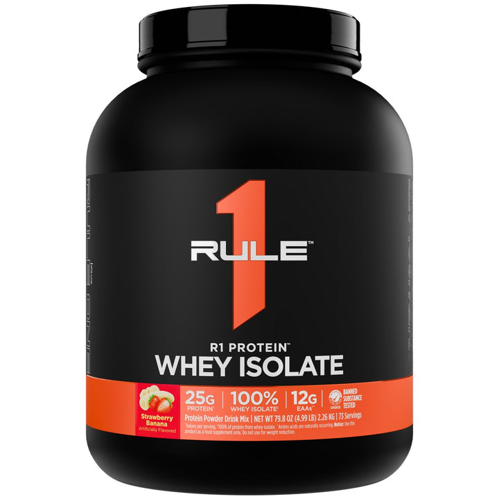 Rule1 Whey Isolate 5lb Strawberry Banana Front