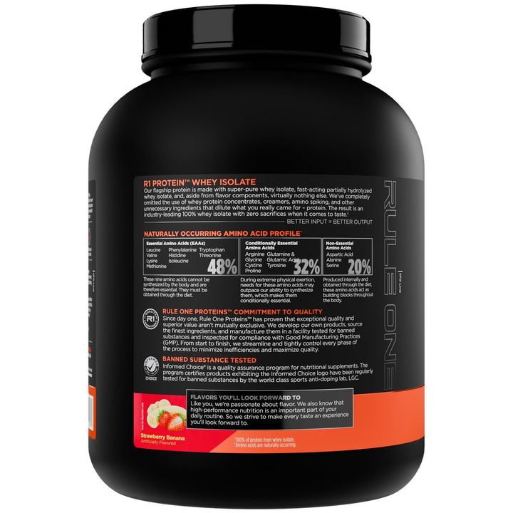 Rule1 Whey Isolate 5lb Strawberry Banana Left