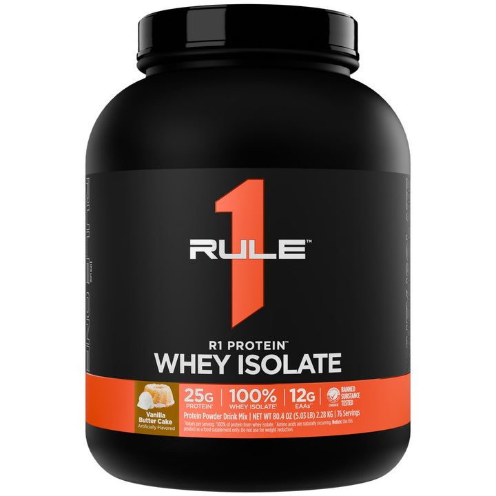 Rule1 Whey Isolate 5lb Vanilla Butter Cake Front