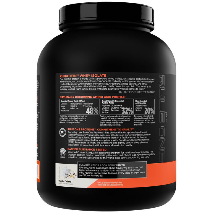 Rule1 Whey Isolate 5lb Vanilla Creme Left