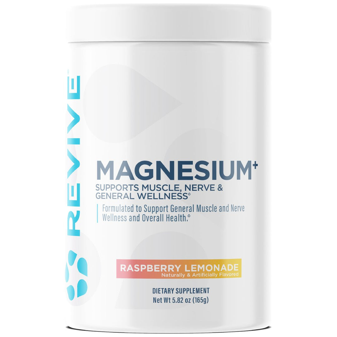 Revive MD Magnesium+ powder Raspberry Lemonade 30 servings tub - triple magnesium drink Canada