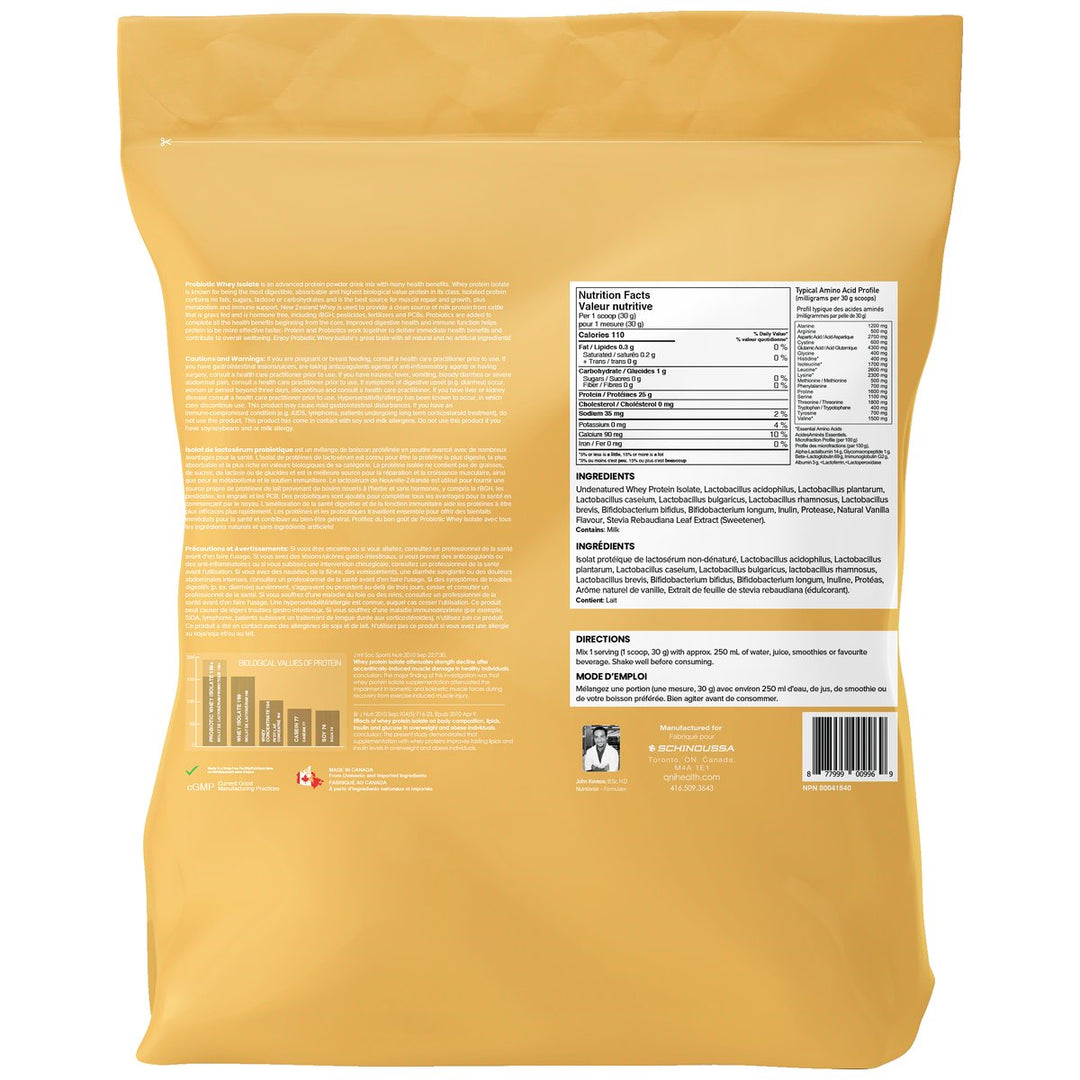 Schinoussa Probiotic Whey Protein Isolate 5lbs French Vanilla Nutrition Facts – Bulldog Nutrition