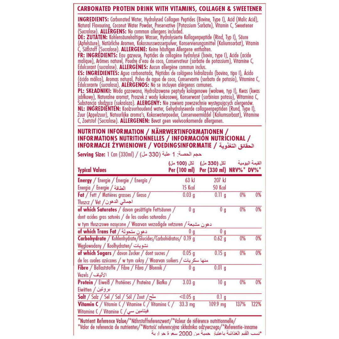 Applied Nutrition Sparkling Protein Water nutrition facts panel
