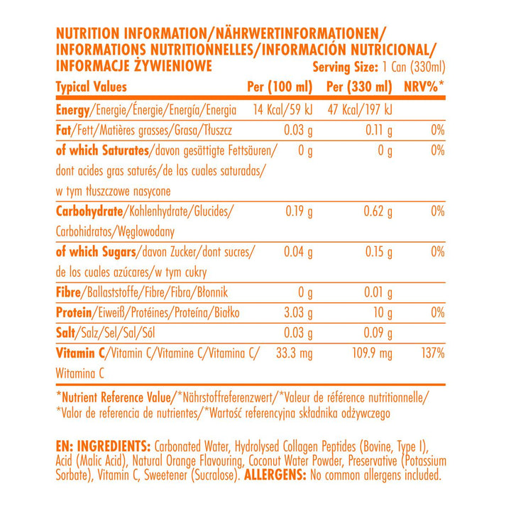 Applied Nutrition Sparkling Protein Water 330ml can Orange Burst