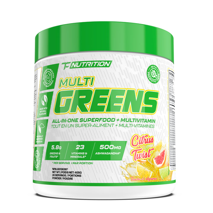 TC Nutrition Multi Greens Citrus Twist flavour 30 servings — front view