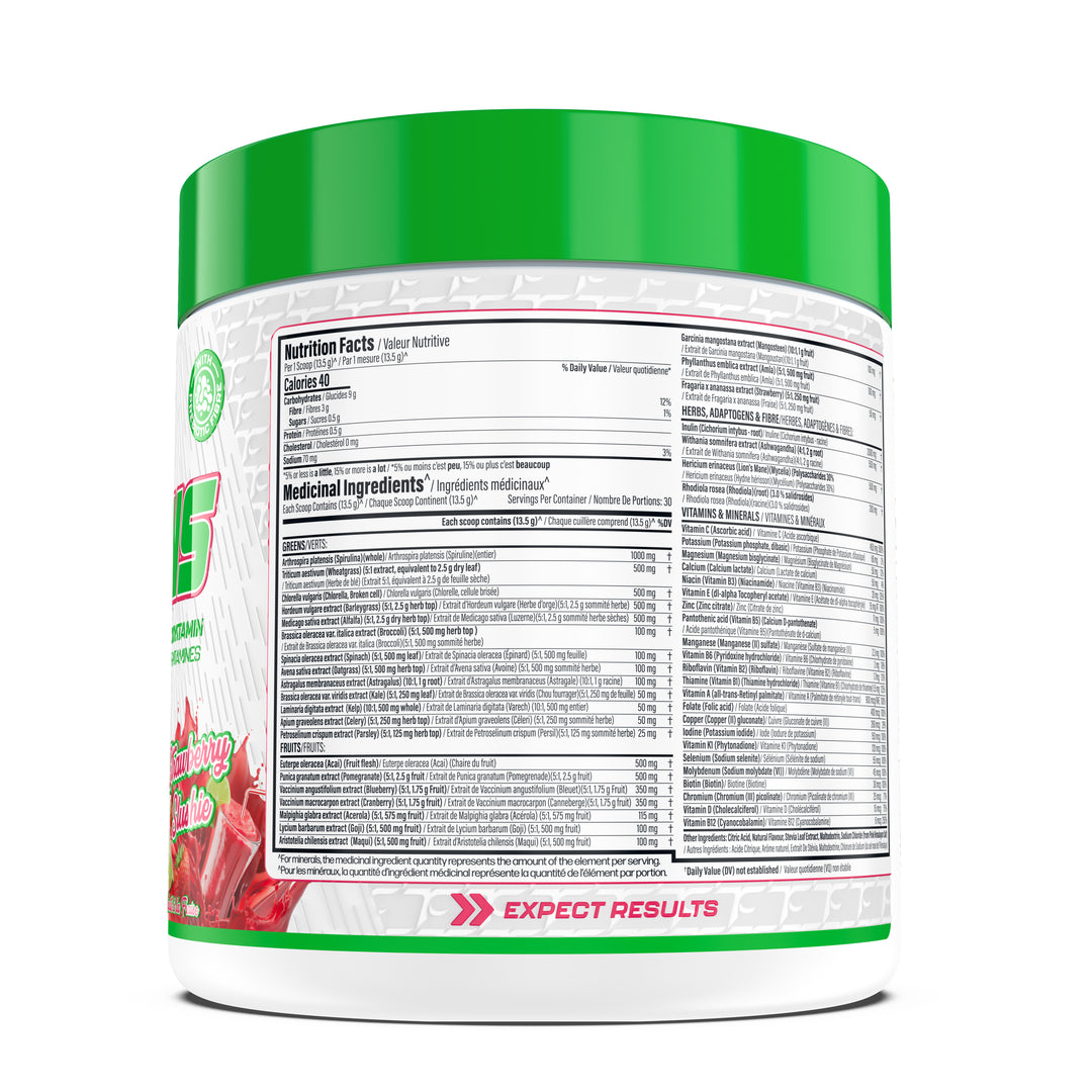 TC Nutrition Multi Greens Strawberry Slushie nutrition facts — supplement facts panel