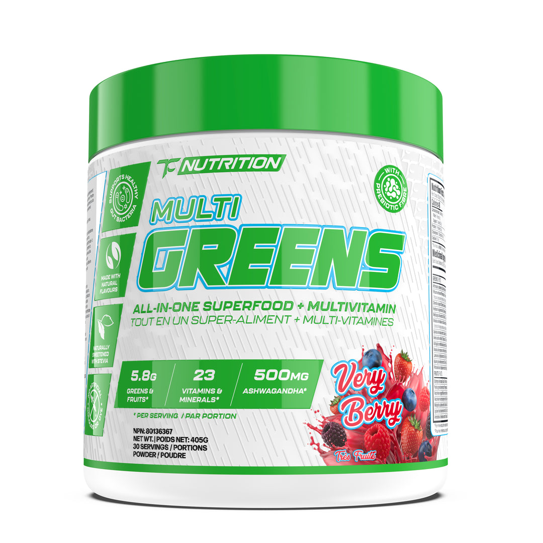 TC Nutrition Multi Greens Very Berry flavour 30 servings — front view