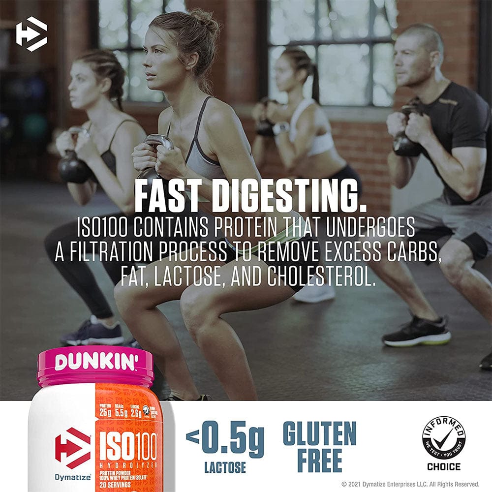 Dymatize ISO 100 Hydrolyzed Protein Isolate | Dunkin Donut Flavors