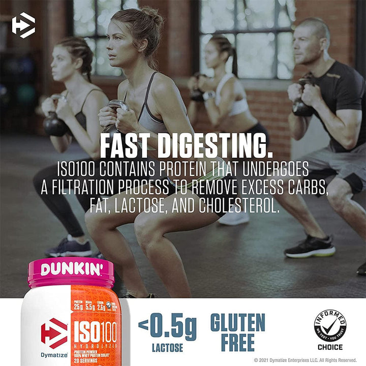 Dymatize ISO 100 Hydrolyzed Protein Isolate | Dunkin Donut Flavors
