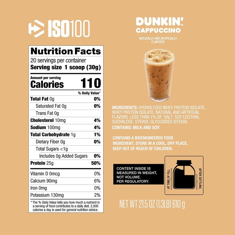 Dymatize ISO 100 Hydrolyzed Protein Isolate | Dunkin Donut Flavors