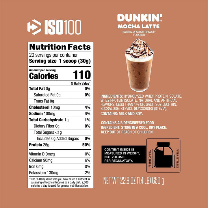 Dymatize ISO 100 Hydrolyzed Protein Isolate | Dunkin Donut Flavors