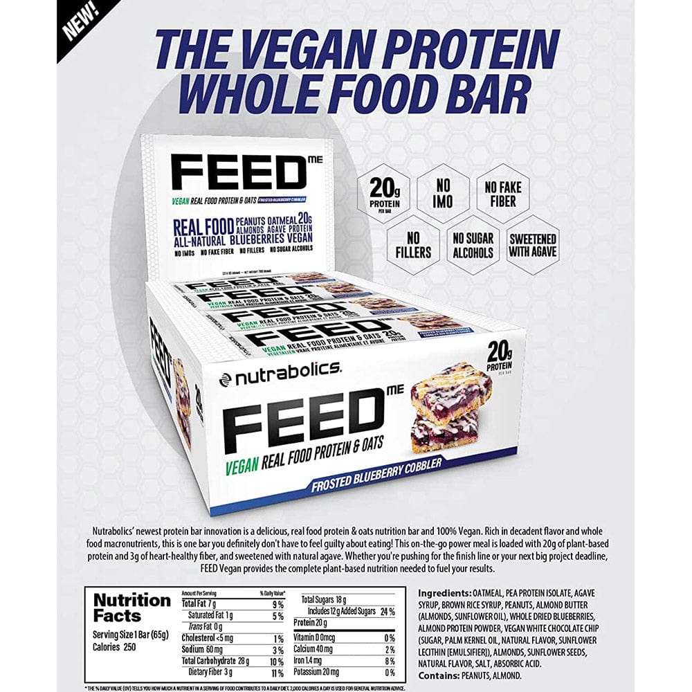 Nutrabolics Feed Me Bars 12/bars | Vegan Plant Based Protein Bars