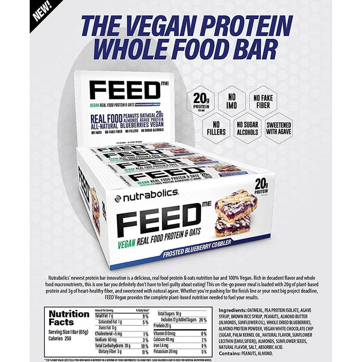 Nutrabolics Feed Me Bars 12/bars | Vegan Plant Based Protein Bars